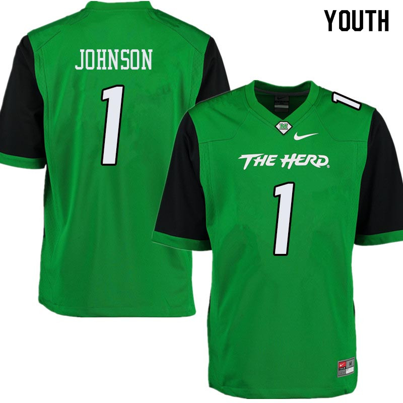 Youth #1 Willie Johnson Marshall Thundering Herd College Football Jerseys Sale-Green